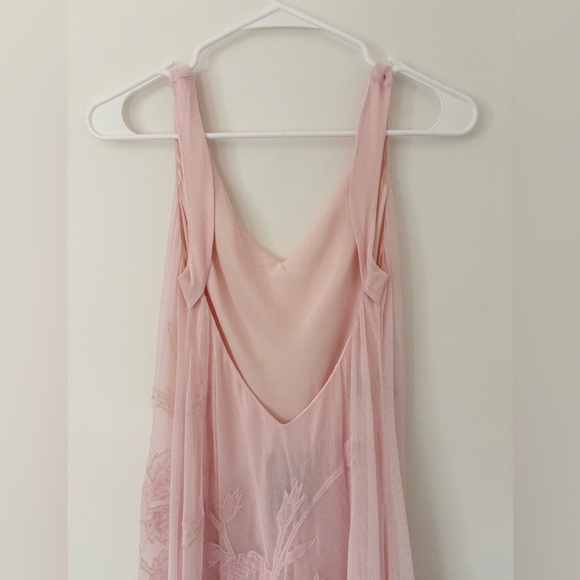 Lauren Ralph Lauren Vintage Pink Y2K Silk Lace Overlay Open Back Gown Size 8 - Picture 3 of 8